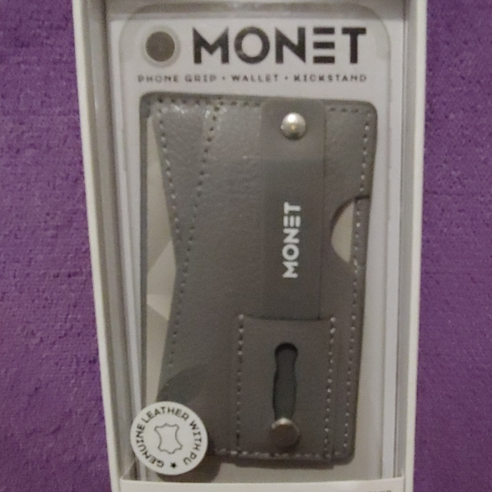 Gray Leather Monet Phone Wallet